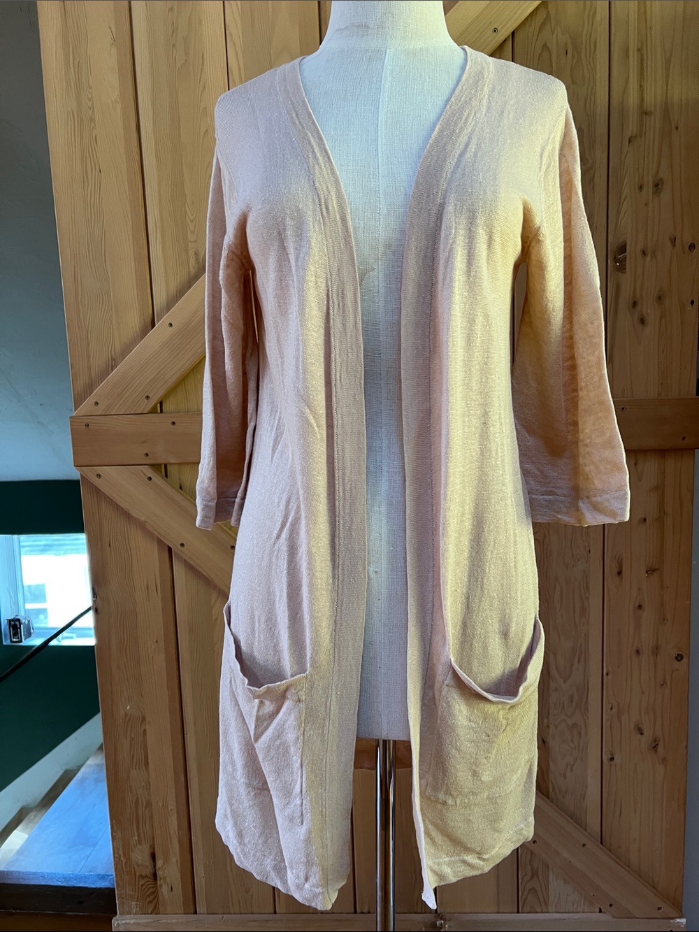 EUC vintage Seaton brand 100% linen open cardigan/duster sweater size XS